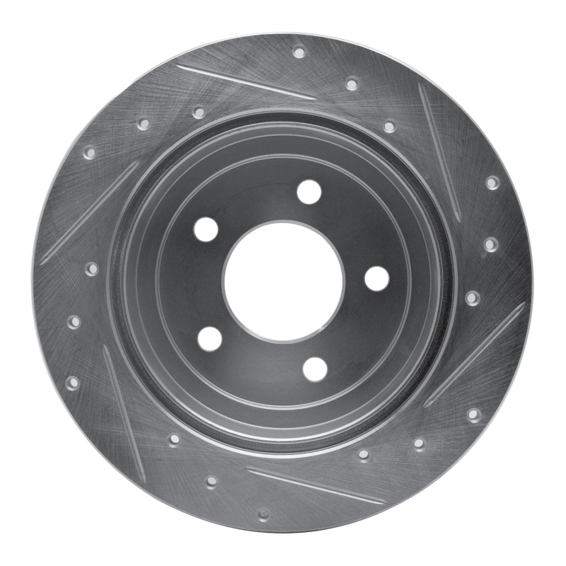 Chrysler Town & Country Brake Rotor (1) - Rear Left - R1 Concepts - Drilled & Slotted - Silver - `97-`07